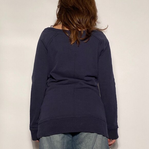 Vintage Y2K University of Michigan Boat Neck Tunic Sweatshirt w Kangaroo Pockets - Picture 9 of 11